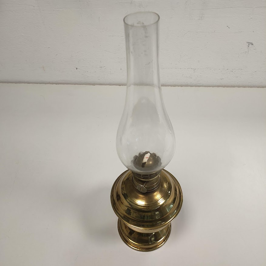 Brass oil lamp with tube glass